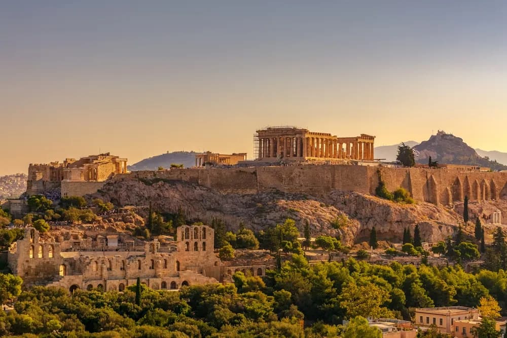Acrópole de Atenas na hora dourada