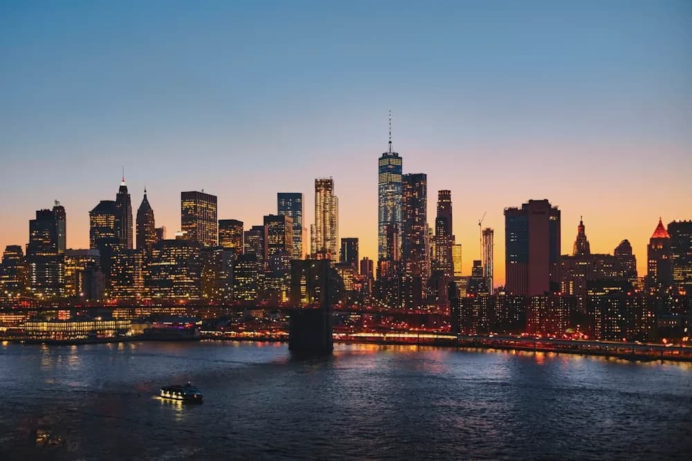 Vista panorâmica da ponte do Brooklyn, em Nova York